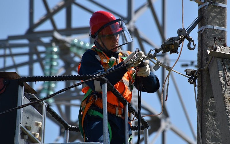 Technician configuring utility services